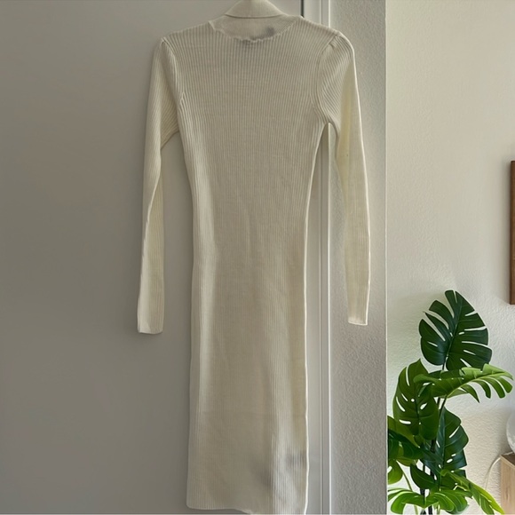 Set of 2 Dresses! Turtleneck Midi Brave Soul London Fitted Ribbed White & Black - Picture 4 of 12